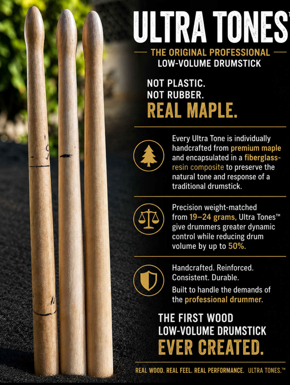 Quiet drumsticks - Ultra-Tone Maple